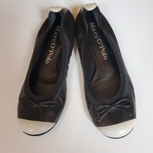 Marc O'Polo flat loafers black & white leather 37